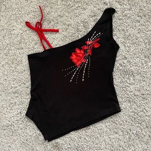 Y2K Twins one-shoulder top